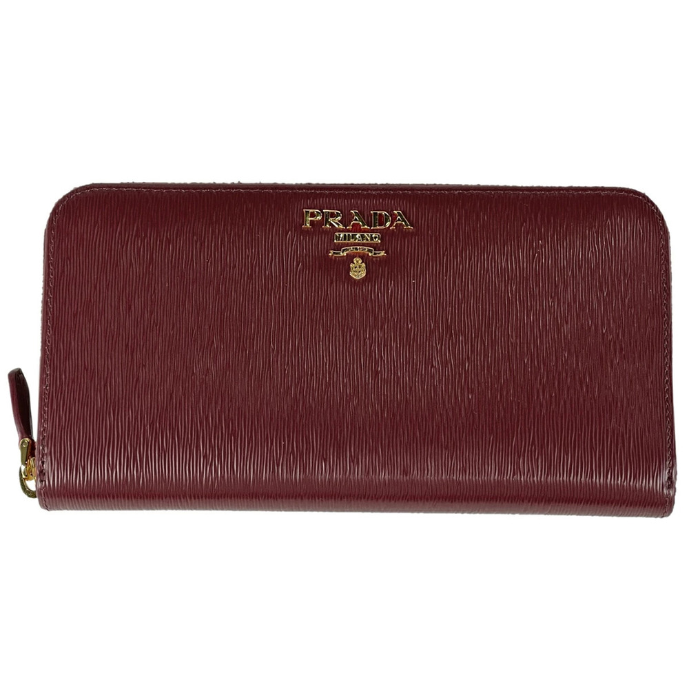 Prada Round Zip Long Wallet Leather Red